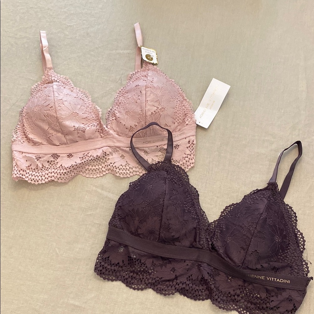 Set of Two Adrienne Vittadini Lace Bralette NWT